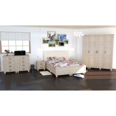 Dormitor Dynasty MDF Sonoma cu pat pentru saltea 160x200 cm